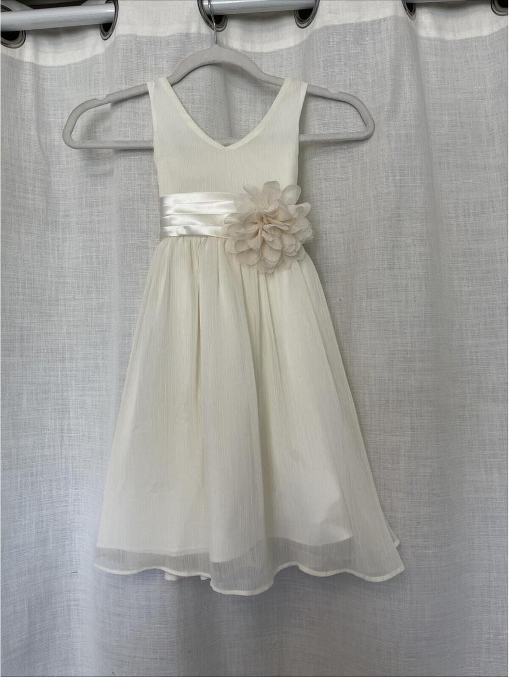 Formal Little Girls Elegant Cream Chiffon Special Occasion  Dress Sz 4